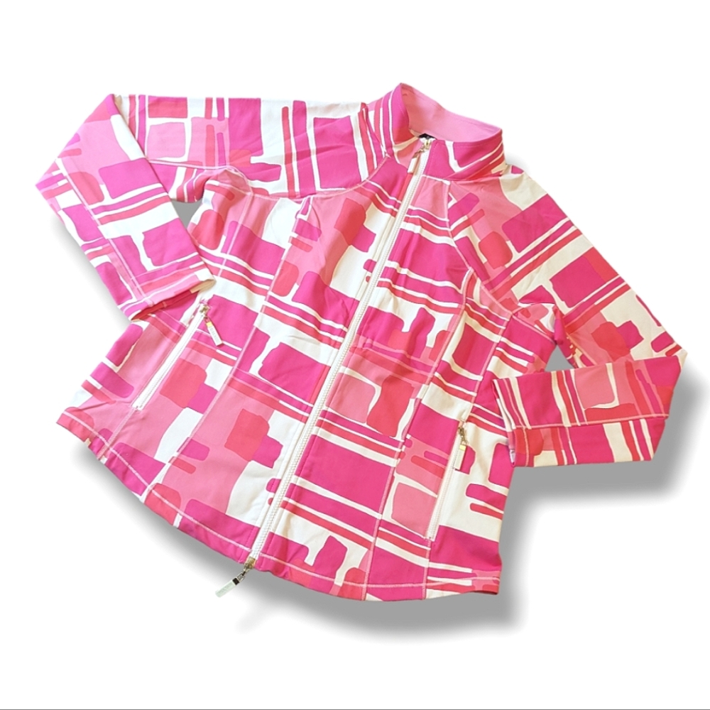 Bylyse nylon stretch lightweight jacket - pink/white XL
